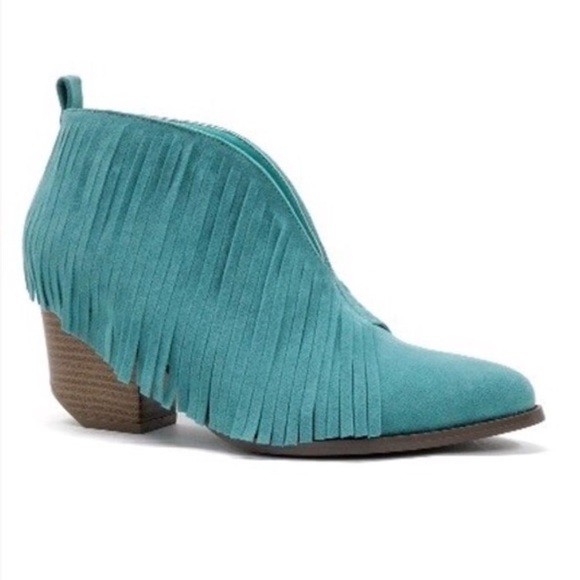 turquoise fringe booties